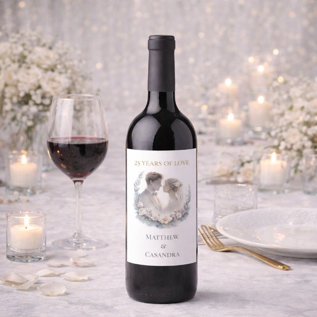 Étiquette Pour Bouteilles De Vin 25th Wedding Anniversary Heirloom Celebration (Créateur téléchargé)