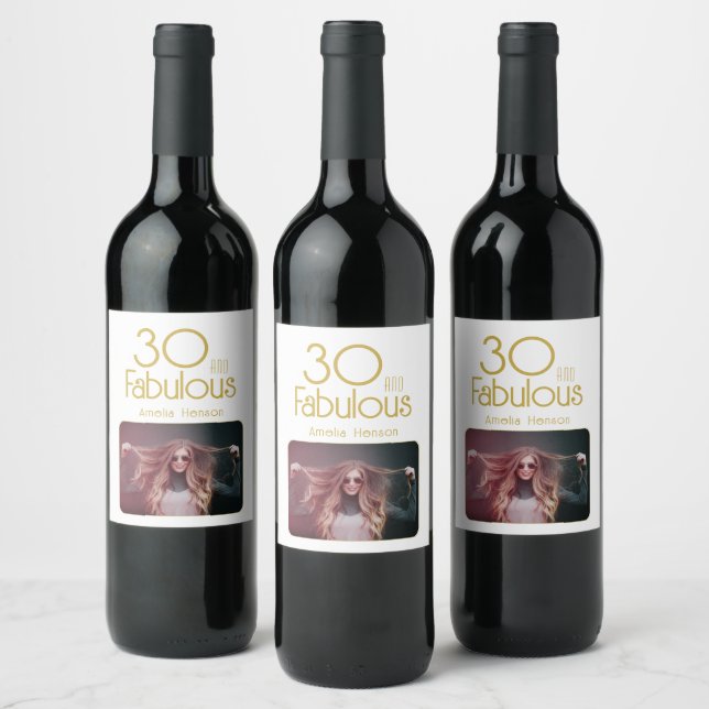 Étiquette Pour Bouteilles De Vin 30 et fabuleux Elégant 30e anniversaire Photo (Bouteilles)