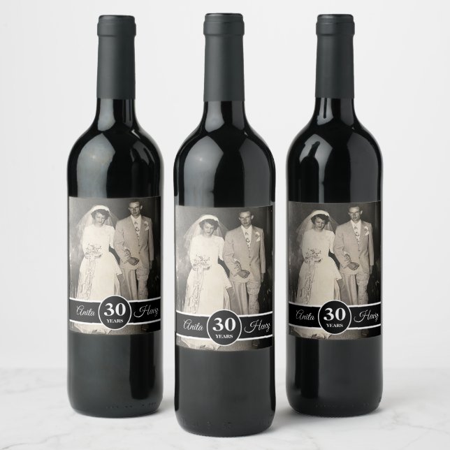 Étiquette Pour Bouteilles De Vin 30e anniversaire de mariage (Bouteilles)