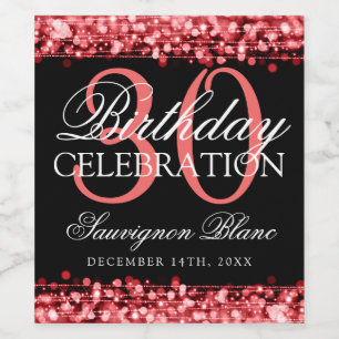 Étiquette Pour Bouteilles De Vin 30ème La fête d'anniversaire miroite vin rouge