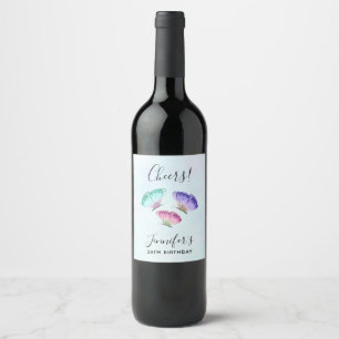 Étiquette Pour Bouteilles De Vin 3 Joli Pastel Aquarelle Papillons Anniversaire