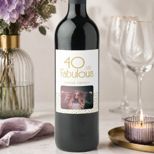 Étiquette Pour Bouteilles De Vin 40 ans et Fabuleux Paillettes Dorées 40e Anniversa