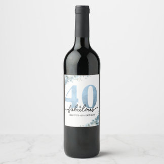 Étiquette Pour Bouteilles De Vin 40 ans personnalisés et fabuleux Anniversaire flor