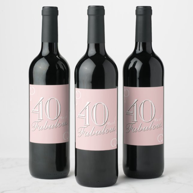 Étiquette Pour Bouteilles De Vin 40 et fabuleux script rose femmes 40e anniversaire (Bouteilles)