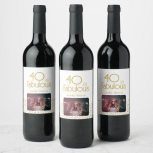 Étiquette Pour Bouteilles De Vin 40 et Fabulous Gold Parties scintillant 40th Birth