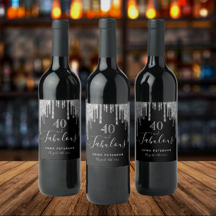 Étiquette Pour Bouteilles De Vin 40 fabuleux anniversaire parties scintillant noire