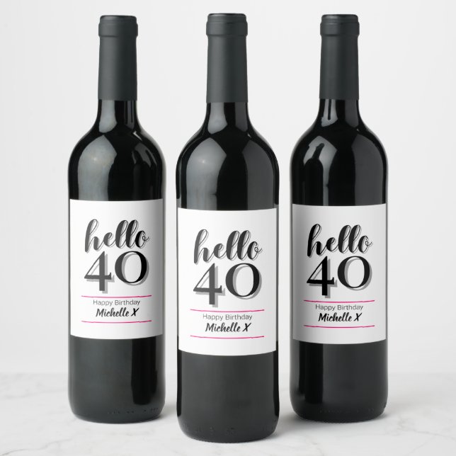 Étiquette Pour Bouteilles De Vin 40e anniversaire Bonjour 40 (Bouteilles)