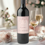 Étiquette Pour Bouteilles De Vin 40e anniversaire rose parties scintillant or 40 an<br><div class="desc">Une bouteille de vin étiquette pour une fête de 40ème anniversaire girly et glamour avec les filles. Un faux rose or à l'aspect métallique arrière - plan avec un élégant faux rose parties scintillant doré gouttes, look goutte à goutte de peinture. Texte : Le nom est écrit en or rose...</div>