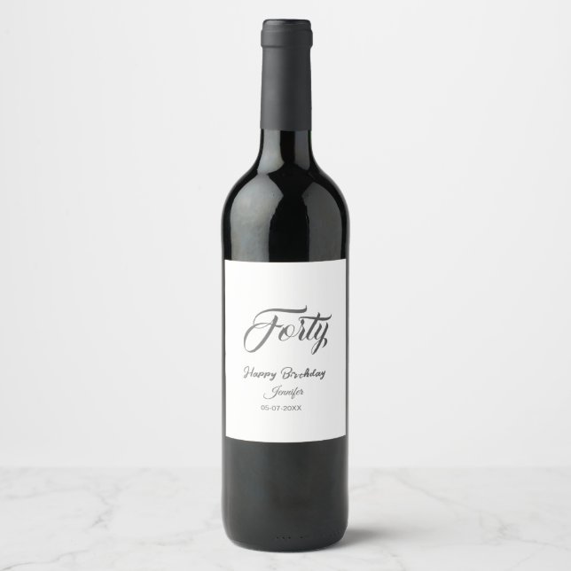Étiquette Pour Bouteilles De Vin 40e quarantième lettreanniversaire ajouter nom dat (Devant)