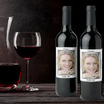 Étiquette Pour Bouteilles De Vin 40th birthday photo cheers to 40<br><div class="desc">A white and black frame and template for Your photo.  With the text: Cheers! Cheers to 40 and Hello 40!  
A label for a 40th birthday party for both him and her.</div>