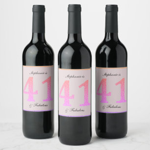 Étiquette Pour Bouteilles De Vin 41e Anniversaire Quarante et un Fabuleux Blush Ros