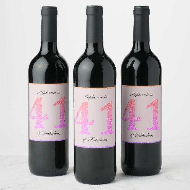 Étiquette Pour Bouteilles De Vin 41e Anniversaire Quarante et un Fabuleux Blush Ros (Bouteilles)