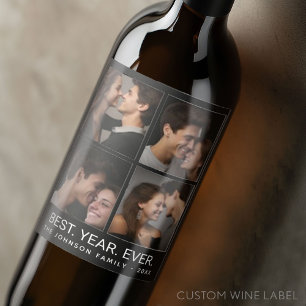Étiquette Pour Bouteilles De Vin 4 Collage photo minimaliste - Meilleure année jama