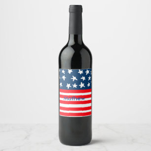 Étiquette Pour Bouteilles De Vin 4 juillet jour de l'indépendance ajouter nom texte