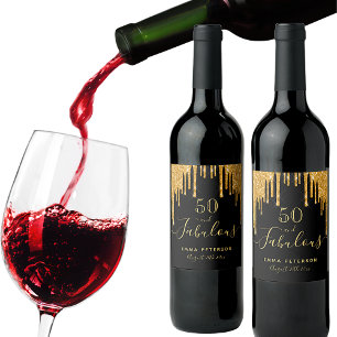 Étiquette Pour Bouteilles De Vin 50 anniversaire fabuleux parties scintillant en or