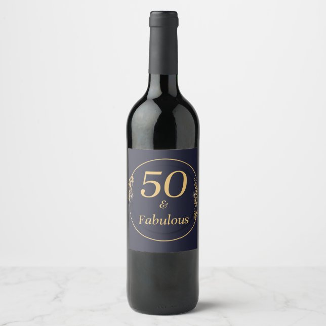 Étiquette Pour Bouteilles De Vin 50 ans et Fabuleux  (Devant)