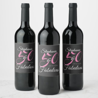 Étiquette Pour Bouteilles De Vin 50 ans et Fabuleux Fête d'anniversaire personnalis