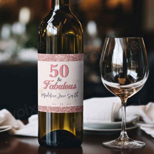 Étiquette Pour Bouteilles De Vin 50 et fabuleux Anniversaire Elégante Parties scint (Créateur téléchargé)