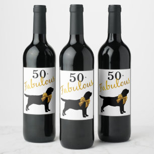 Étiquette Pour Bouteilles De Vin 50 et fabuleux - Black Labrador - Black & Gold