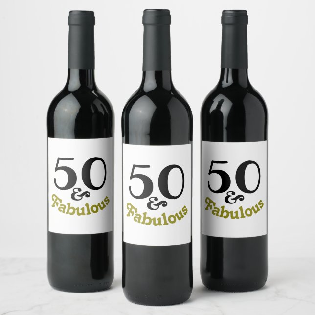 Étiquette Pour Bouteilles De Vin 50 et Fabuleux fête d'anniversaire (Bouteilles)
