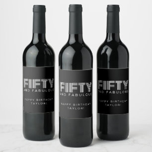 Étiquette Pour Bouteilles De Vin 50 et fabuleux moderne Black Birthday Custom