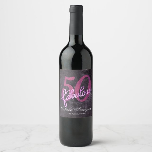 Étiquette Pour Bouteilles De Vin 50 et fabuleux | Pink and Purple Jewel Tone Party (Devant)
