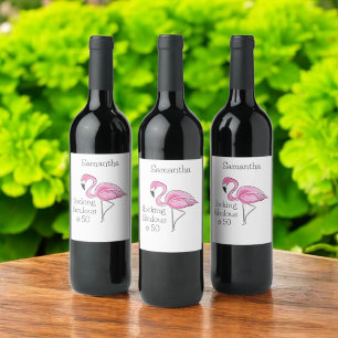 Étiquette Pour Bouteilles De Vin 50 et Fabulous Flamant rose Custom