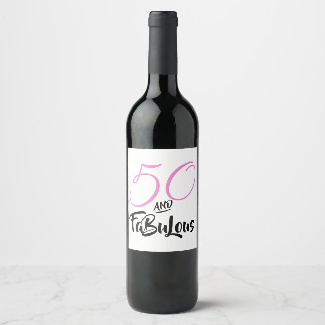 Étiquette Pour Bouteilles De Vin 50 et Fabulous Pink Personnalisé fête d'anniversai (Devant)