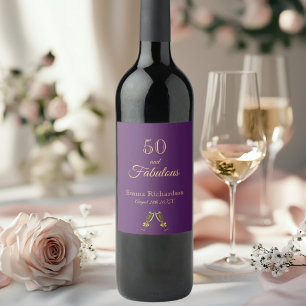Étiquette Pour Bouteilles De Vin 50 fabuleux anniversaire violet nom or