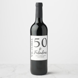 Étiquette Pour Bouteilles De Vin "50 & Fabuleux" Gris Texte moderne