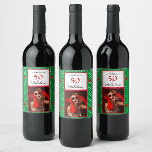 Étiquette Pour Bouteilles De Vin 50 & Fabuleux Nom photo Rouge 50e anniversaire Ver