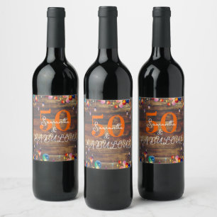 Étiquette Pour Bouteilles De Vin 50e anniversaire 50 et fabuleux parti rustique