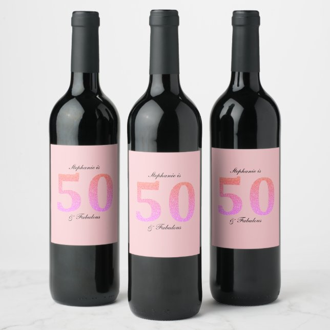 Étiquette Pour Bouteilles De Vin 50e anniversaire Cinquante Fabuleux nom Parties sc (Bouteilles)