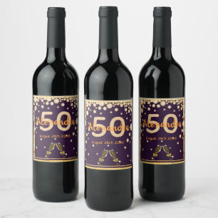Étiquette Pour Bouteilles De Vin 50e anniversaire de diamants or violet acclamer