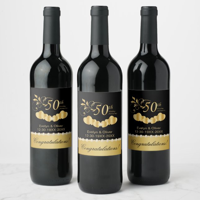 Étiquette Pour Bouteilles De Vin 50e anniversaire de mariage (Bouteilles)