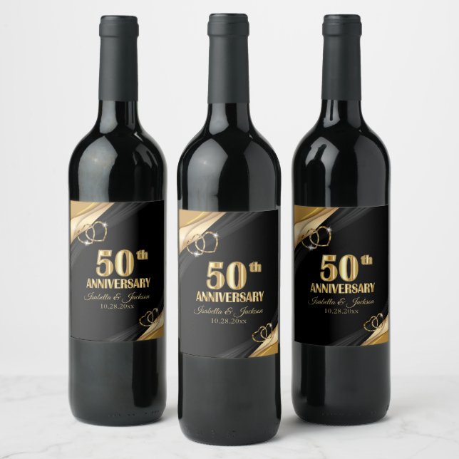 Étiquette Pour Bouteilles De Vin 50e Anniversaire de mariage  (Bouteilles)