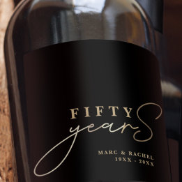 Étiquette Pour Bouteilles De Vin 50e anniversaire de Mariage Gold Black Gift