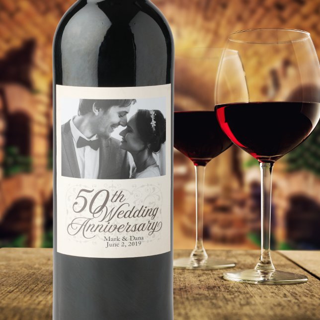 Étiquette Pour Bouteilles De Vin 50e anniversaire Mariage Étiquette de vin personna (Créateur téléchargé)