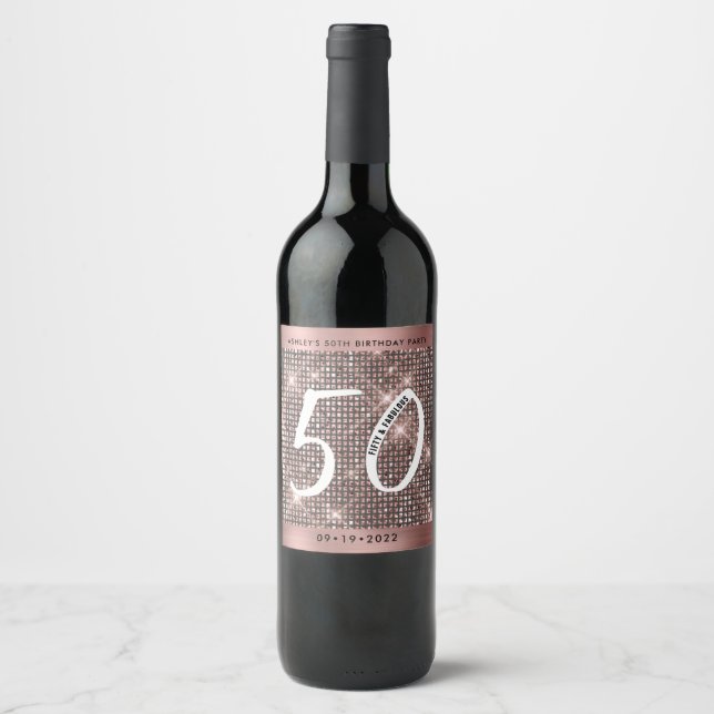Étiquette Pour Bouteilles De Vin 50e Joyeux Anniversaire Chic tendance (Devant)
