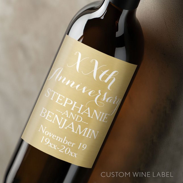 Étiquette Pour Bouteilles De Vin 50e ou autre anniversaire de Mariage Personnalisé (Custom Wedding Anniversary Wine Label)