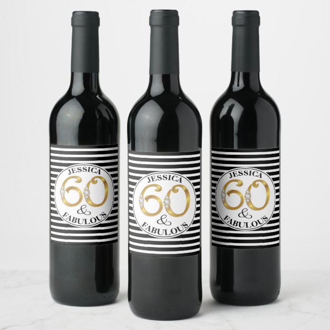 Étiquette Pour Bouteilles De Vin 60 et Fabuleux anniversaire (Bouteilles)