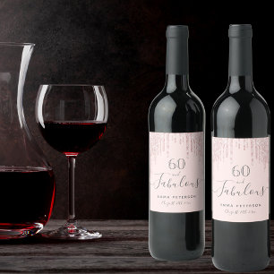 Étiquette Pour Bouteilles De Vin 60 fabuleux anniversaire rose parties scintillant 