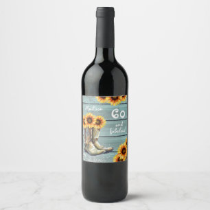 Étiquette Pour Bouteilles De Vin 60 Fabuleux pays rustique Bottes de tournesol Oues