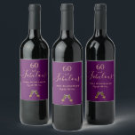 Étiquette Pour Bouteilles De Vin 60 fabulous birthday party purple gold glam<br><div class="desc">Simple and elegant 60th birthday wine label. A feminine deep purple background with two glasses, flutes as decor. With the text: 60 and fabulous. Personalize and add a name and a date. Date of birth or the date of the party. Golden letters. The word Fabulous is written with a modern...</div>