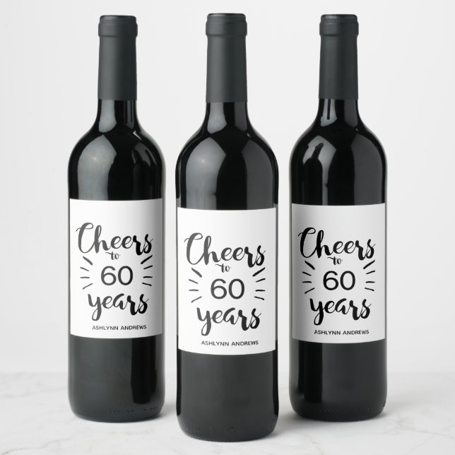 Étiquette Pour Bouteilles De Vin 60e anniversaire - Soirée à 60 ans (Bouteilles)