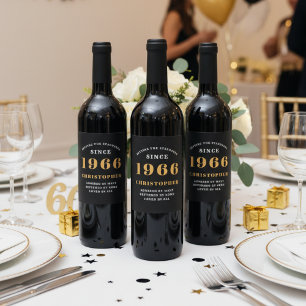 Étiquette Pour Bouteilles De Vin 60th Birthday Born 1963 Ajouter Nom Black Gold