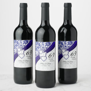 Étiquette Pour Bouteilles De Vin 65e anniversaire du Mariage Sapphire