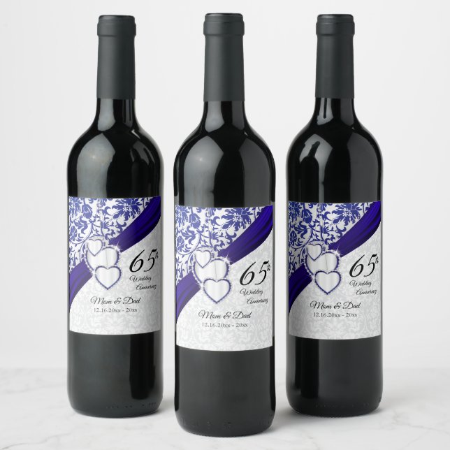 Étiquette Pour Bouteilles De Vin 65e anniversaire du Mariage Sapphire (Bouteilles)