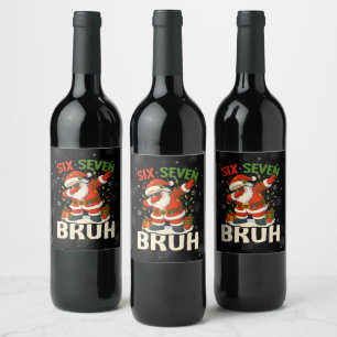 Étiquette Pour Bouteilles De Vin 67 Meme Six Seven Bruh Drôle de Noël 6 7