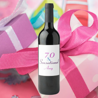Étiquette Pour Bouteilles De Vin 70 et Sensational 70e anniversaire rose personnali